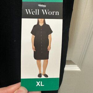 Well Worn Women's Linen Blend Shirt Dress Size XL Black Cottagecore Coastal NEW